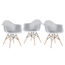 Kit 3 Cadeiras de jantar Charles Eames Eiffel DAW em Polipropileno - Cinza claro