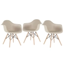 Kit 3 Cadeiras de jantar Charles Eames  Eiffel DAW em Polipropileno - Nude