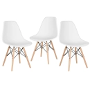 Kit 3 Cadeiras de jantar Charles Eames Eiffel DSW em Polipropileno - Branco