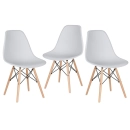 Kit 3 Cadeiras de jantar Charles Eames Eiffel DSW em Polipropileno - Cinza claro