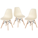 Kit 3 Cadeiras de jantar Charles Eames Eiffel DSW em Polipropileno - Creme