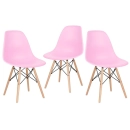 Kit 3 Cadeiras de jantar Charles Eames Eiffel DSW em Polipropileno - Rosa claro