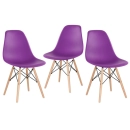 Kit 3 Cadeiras de jantar Charles Eames Eiffel DSW em Polipropileno - Roxo