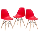 Kit 3 Cadeiras de jantar Charles Eames Eiffel DSW em Polipropileno - Vermelho