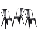 Kit 3 Cadeiras de jantar Iron Tolix com design industrial - Preto Semibrilho