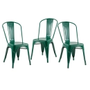 Kit 3 Cadeiras de jantar Iron Tolix com design industrial - Verde Escuro