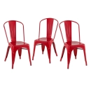 Kit 3 Cadeiras de jantar Iron Tolix com design industrial - Vermelho