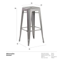 Kit 4 Banquetas alta para bancada Iron Tolix 76 cm - Prata