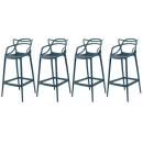 Kit 4 Banquetas alta para bancada Master Allegra em Polipropileno 78 cm - Azul petróleo