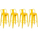 Kit 4 banquetas altas para bancada Iron Tolix com encosto 76 cm – Amarelo