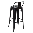 Kit 4 banquetas altas para bancada Iron Tolix com encosto 76 cm – Preto Semibrilho