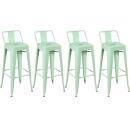 Kit 4 banquetas altas para bancada Iron Tolix com encosto 76 cm – Verde claro
