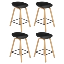 Kit 4 Banquetas média para bancada Cassia com base de madeira 66 cm - Preto