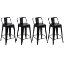 Kit 4 Banquetas média para bancada Iron Tolix com encosto 61 cm - Preto