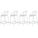 Kit 4 Banquetas média para bancada Master Allegra em Polipropileno 66 cm - Branco