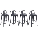 Kit 4 banquetas médias para bancada Iron Tolix com encosto 66 cm – Cinza Escuro