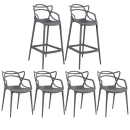 Kit 4 Cadeiras + 2 Banquetas Altas Masters Allegra - Cinza Escuro
