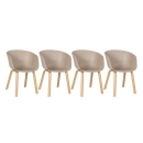 Kit 4 Cadeiras de jantar Cassia com design moderno e assento confortável – Nude