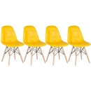 Kit 4 Cadeiras de jantar Charles Eames Eiffel Botonê Estofada - Amarelo