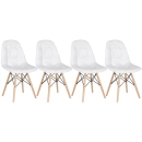Kit 4 Cadeiras de jantar Charles Eames Eiffel Botonê Estofada - Branco