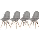 Kit 4 Cadeiras de jantar Charles Eames Eiffel Botonê Estofada - Cinza