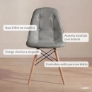 Kit 4 Cadeiras de jantar Charles Eames Eiffel Botonê Estofada - Cinza