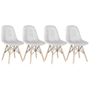 Kit 4 Cadeiras de jantar Charles Eames Eiffel Botonê Estofada - Cinza claro