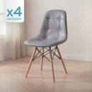 Kit 4 Cadeiras de jantar Charles Eames Eiffel Botonê Estofada - Cinza escuro
