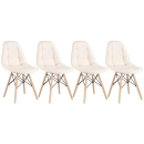 Kit 4 Cadeiras de jantar Charles Eames Eiffel Botonê Estofada - Creme