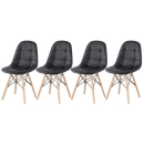 Kit 4 Cadeiras de jantar Charles Eames Eiffel Botonê Estofada - Preto