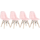 Kit 4 Cadeiras de jantar Charles Eames Eiffel Botonê Estofada - Rosa claro