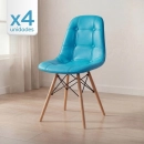 Kit 4 Cadeiras de jantar Charles Eames Eiffel Botonê Estofada - Tiffany