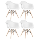 Kit 4 Cadeiras de jantar Charles Eames Eiffel DAW em Polipropileno - Branco