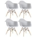 Kit 4 Cadeiras de jantar Charles Eames Eiffel DAW em Polipropileno - Cinza claro