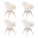 Kit 4 Cadeiras de jantar Charles Eames Eiffel DAW em Polipropileno - Creme