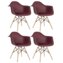 Kit 4 Cadeiras de jantar Charles Eames Eiffel DAW em Polipropileno - Marrom