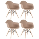 Kit 4 Cadeiras de jantar Charles Eames Eiffel DAW em Polipropileno - Marrom café