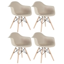 Kit 4 Cadeiras de jantar Charles Eames Eiffel DAW em Polipropileno - Nude