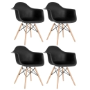 Kit 4 Cadeiras de jantar Charles Eames Eiffel DAW em Polipropileno - Preto