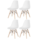Kit 4 Cadeiras de jantar Charles Eames Eiffel DSW em Polipropileno - Branco
