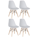Kit 4 Cadeiras de jantar Charles Eames Eiffel DSW em Polipropileno - Cinza claro