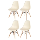 Kit 4 Cadeiras de jantar Charles Eames Eiffel DSW em Polipropileno - Creme