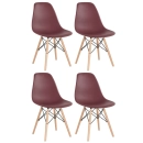 Kit 4 Cadeiras de jantar Charles Eames Eiffel DSW em Polipropileno - Marrom