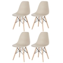 Kit 4 Cadeiras de jantar Charles Eames Eiffel DSW em Polipropileno - Nude