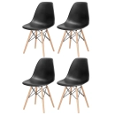 Kit 4 Cadeiras de jantar Charles Eames Eiffel DSW em Polipropileno - Preto