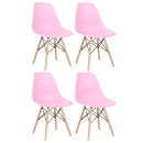 Kit 4 Cadeiras de jantar Charles Eames Eiffel DSW em Polipropileno - Rosa claro