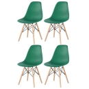 Kit 4 Cadeiras de jantar Charles Eames Eiffel DSW em Polipropileno - Verde escuro
