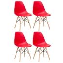 Kit 4 Cadeiras de jantar Charles Eames Eiffel DSW em Polipropileno - Vermelho
