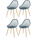 Kit 4 Cadeiras de jantar Clarice Cloe com design contemporâneo - Azul petróleo