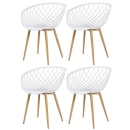Kit 4 Cadeiras de jantar Clarice Nest com design moderno e anatômico - Branco